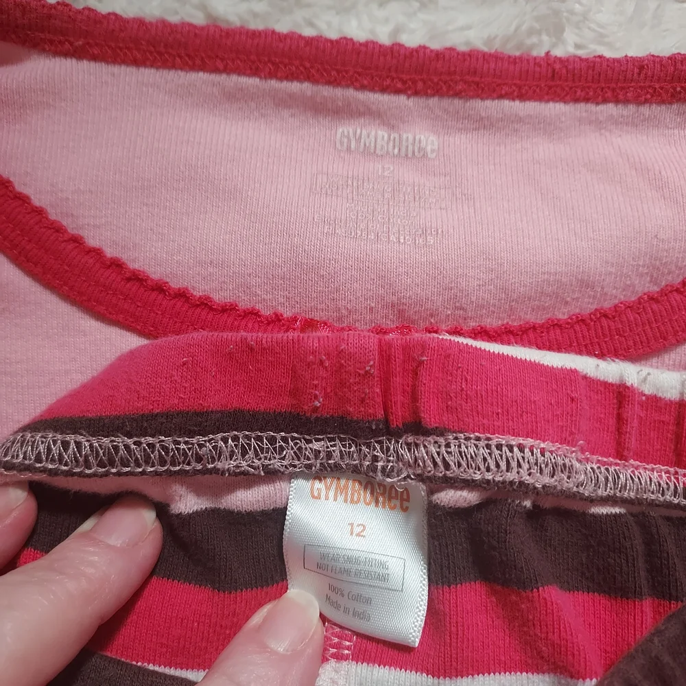 Gymboree Girls Sz 12 Pink Cozy Striped Horse Pajama Set Cool Weather Winter